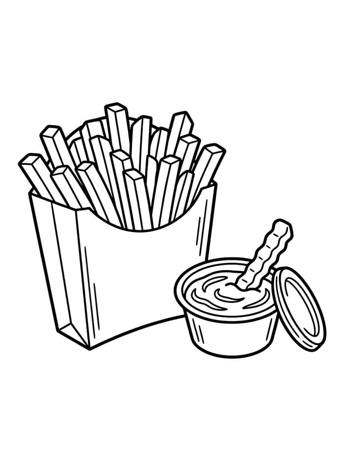 Pommes frites med honningsennep fargelegging
