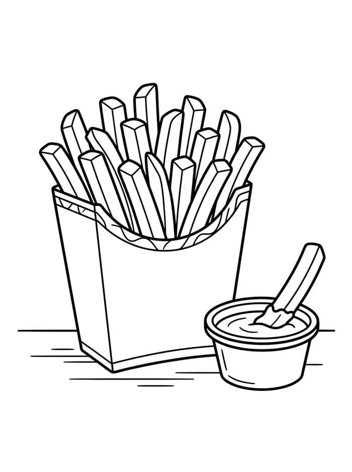 Pommes frites med ketchup fargelegging