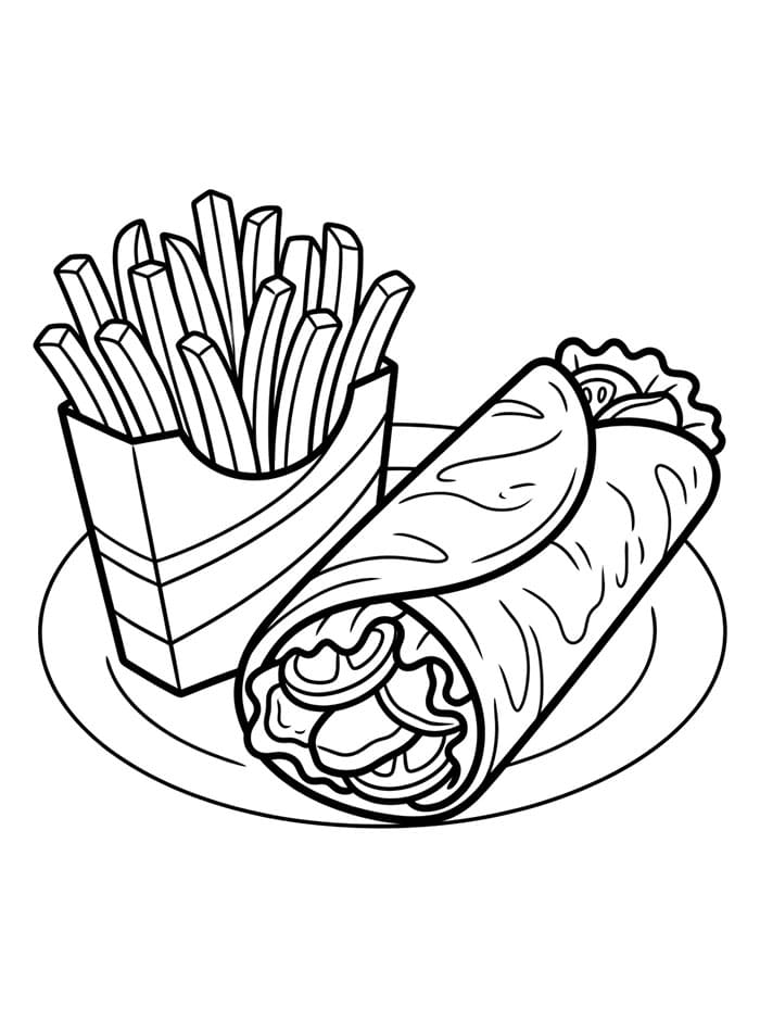 Pommes frites og wrap fargelegging