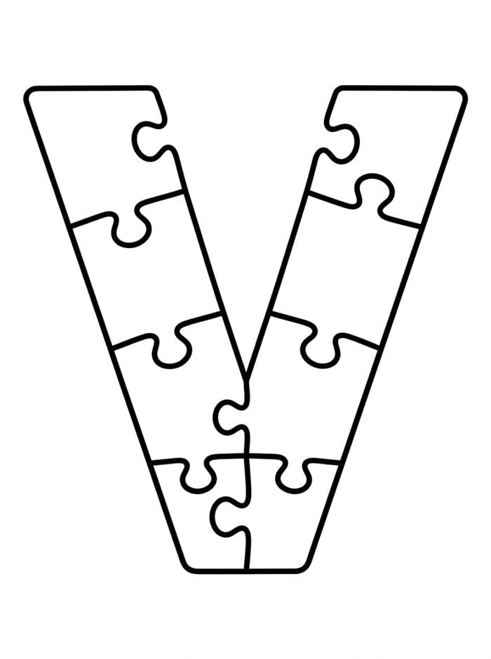 Puslespill bokstav V fargelegging