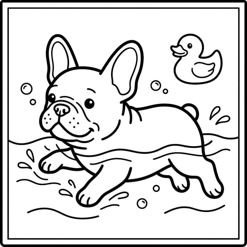 Svømmende fransk bulldog fargelegging
