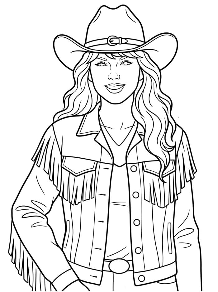 Taylor Swift med cowboyhatt fargelegging