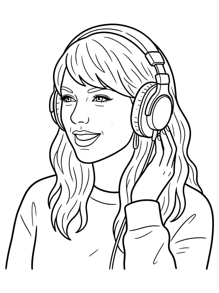 Taylor Swift med hodetelefoner fargelegging