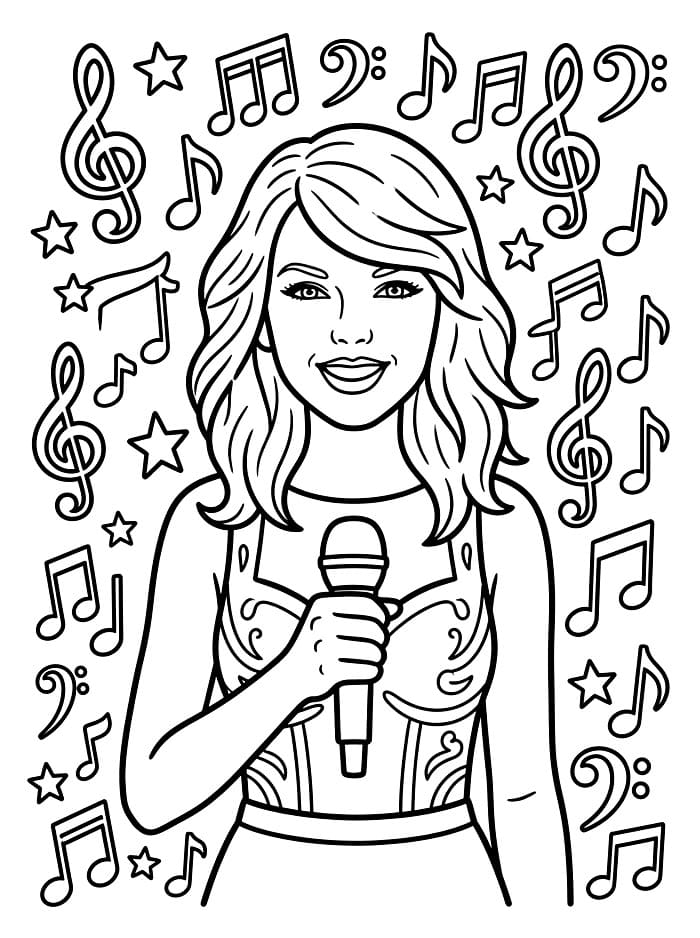 Taylor Swift med noter fargelegging