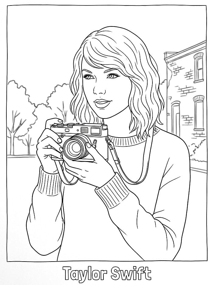 Taylor Swift med vintagekamera fargelegging