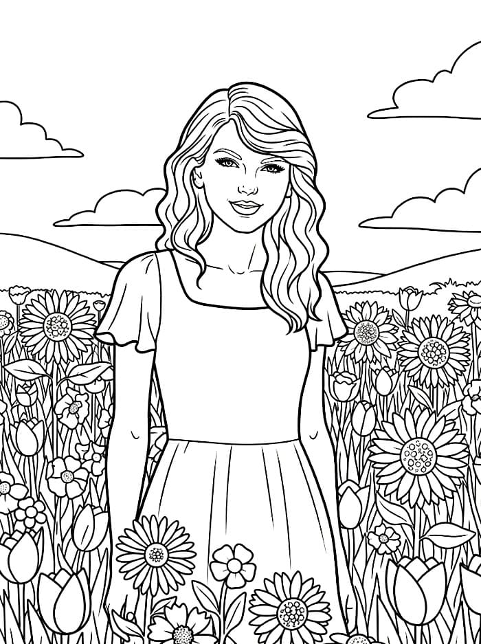 Taylor Swift og blomster fargelegging