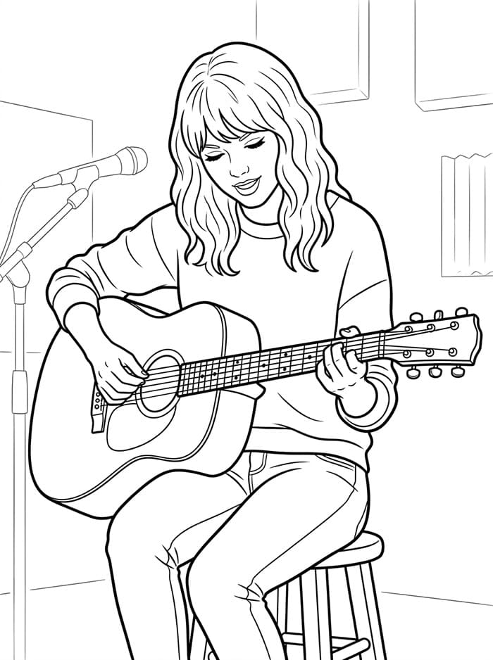 Taylor Swift og gitar fargelegging