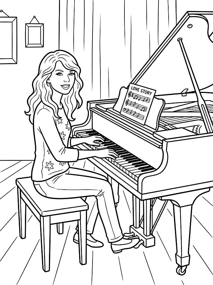 Taylor Swift og piano fargelegging