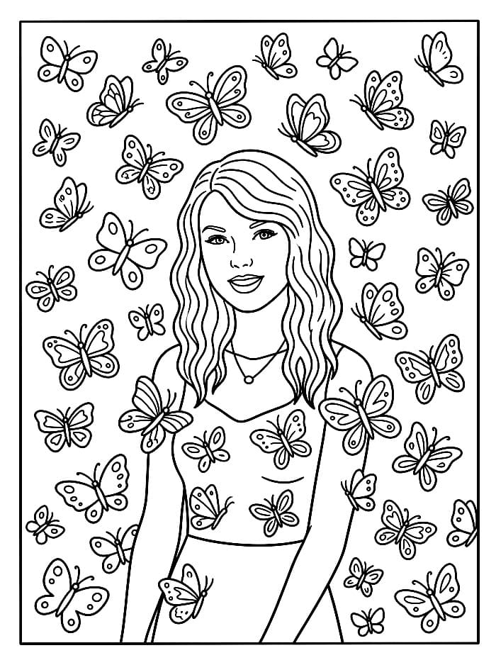 Taylor Swift og sommerfugler fargelegging