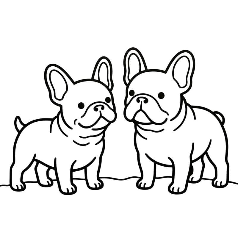 To gratis franske bulldogger fargelegging