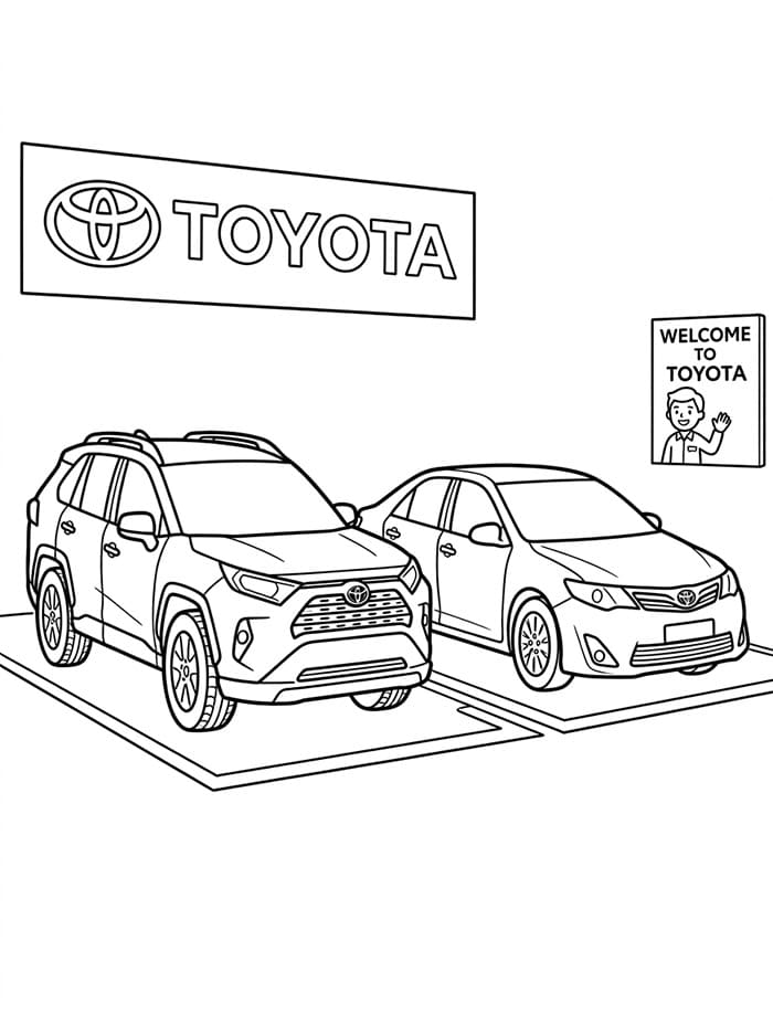 Toyota i utstillingslokalet fargelegging