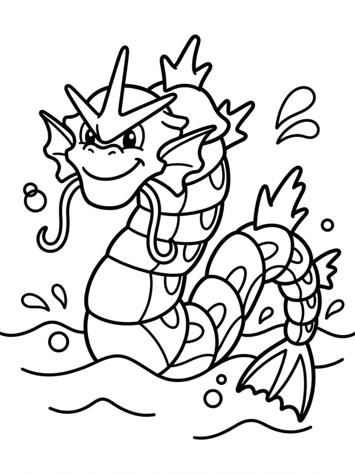 Vennlige Gyarados smiler fargelegging