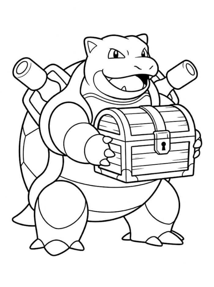Blastoise holder en skattekiste fargelegging