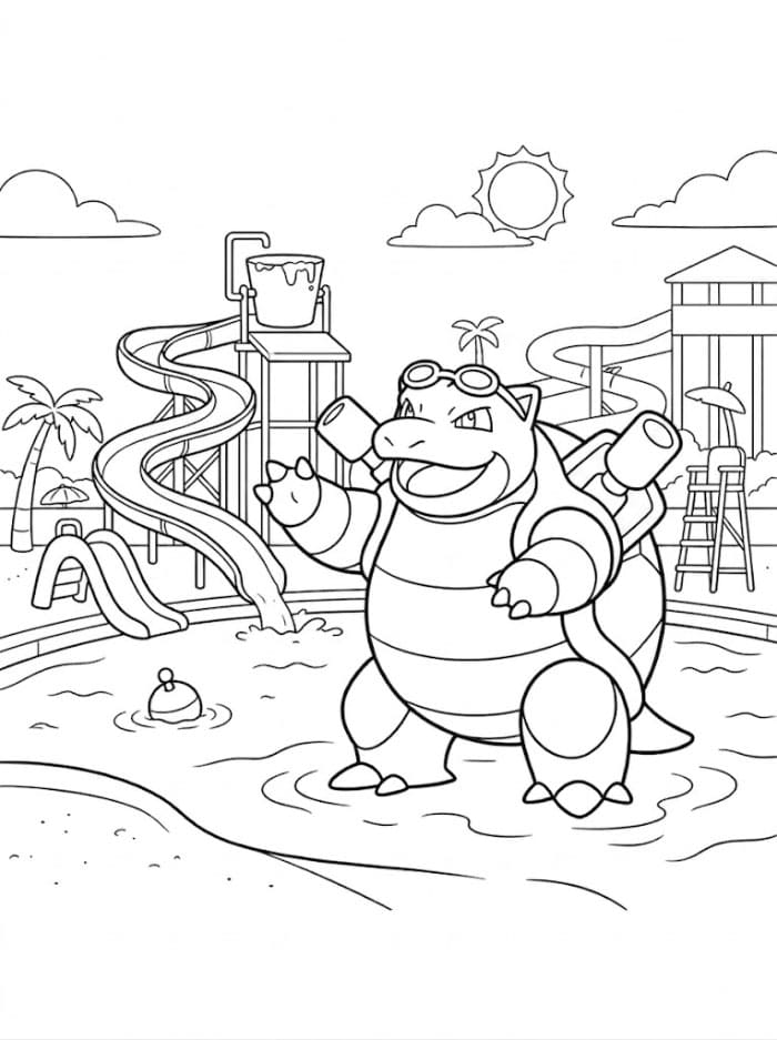 Blastoise i et badeland fargelegging