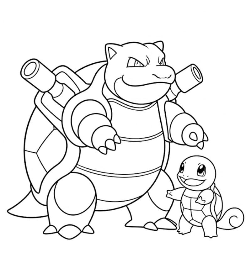 Blastoise med baby Squirtle fargelegging