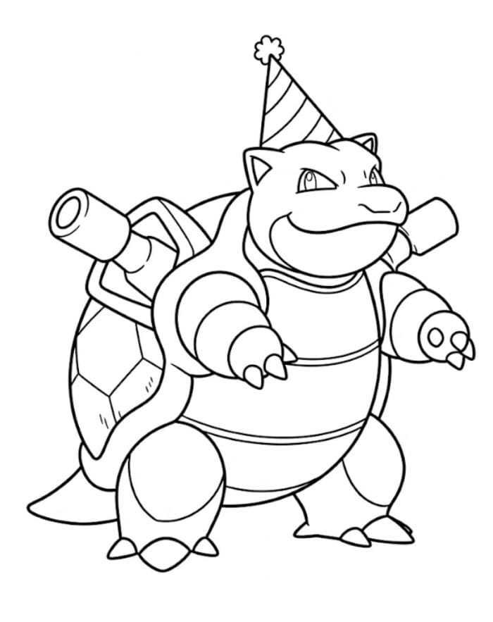 Blastoise med bursdagshatt fargelegging