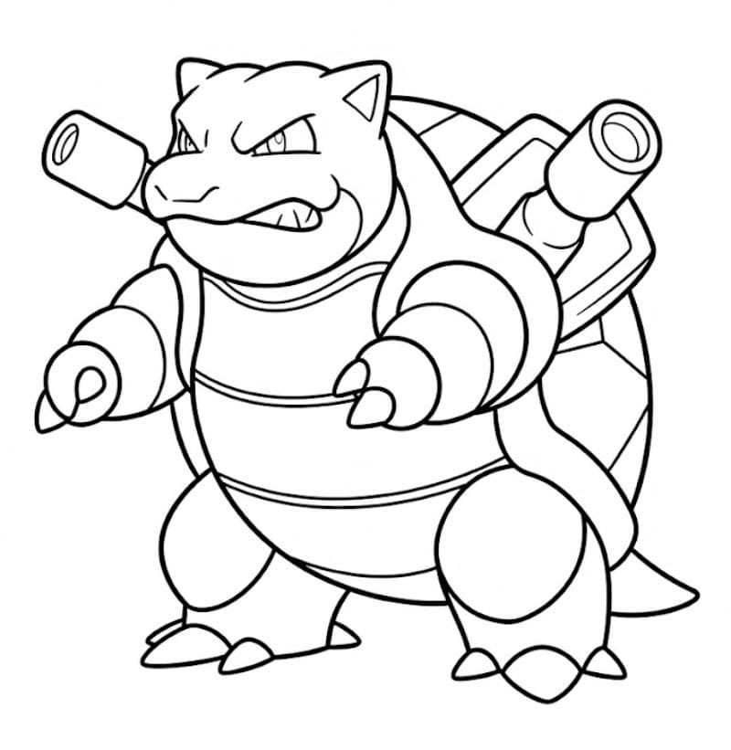 Blastoise med et kraftig uttrykk fargelegging