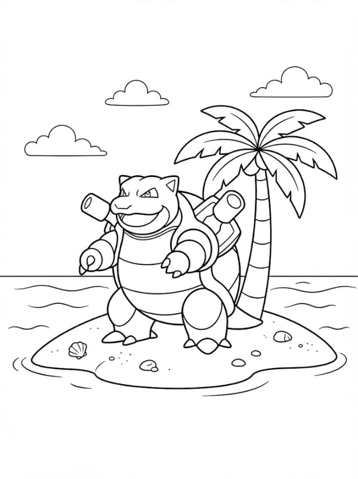 Blastoise på en øy fargelegging