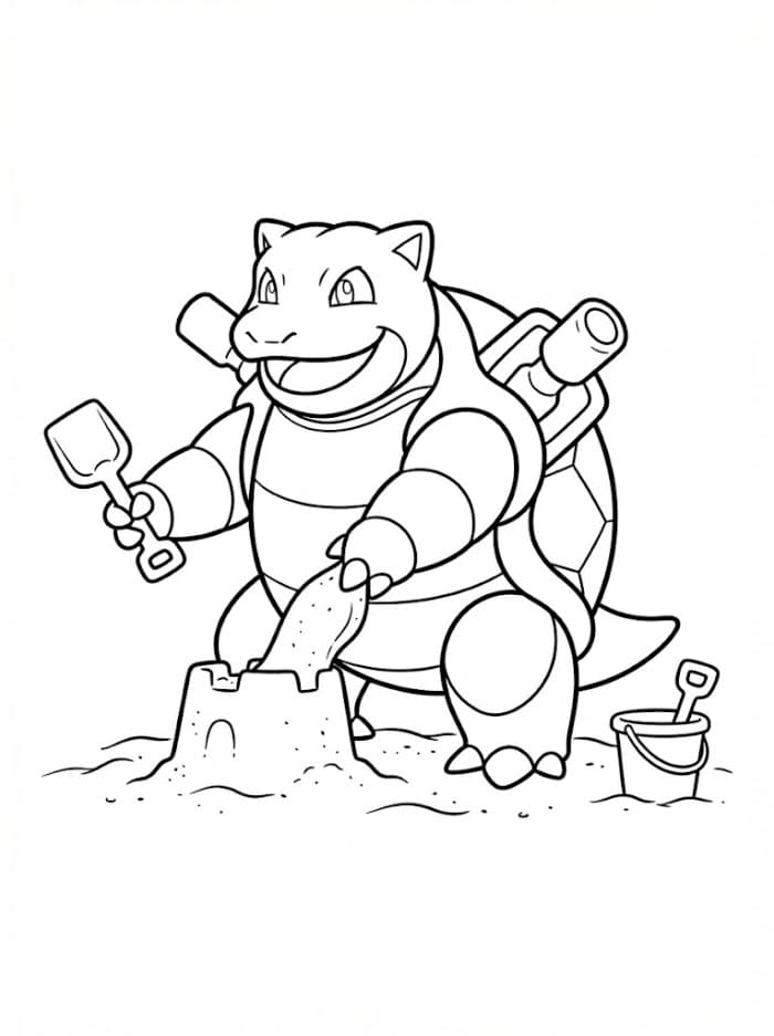 Blastoise på stranden fargelegging