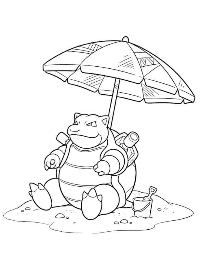 Blastoise under strandparasoll fargelegging