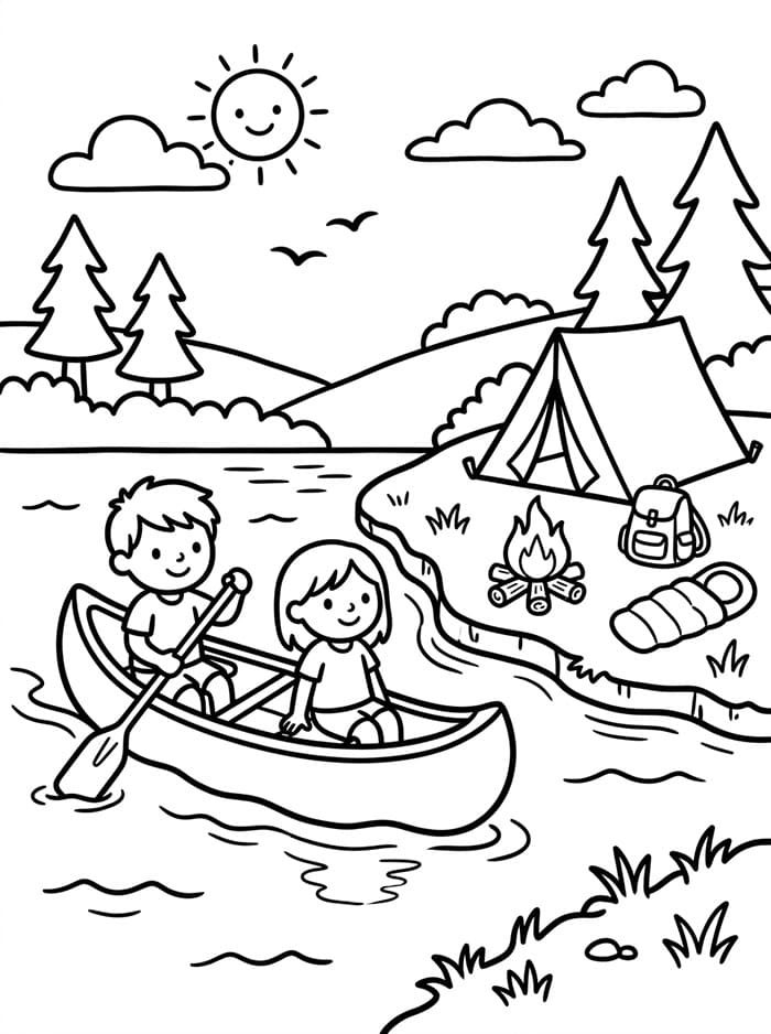 Camping i kano fargelegging