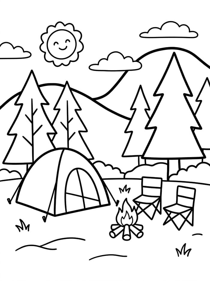 Camping i naturen fargelegging