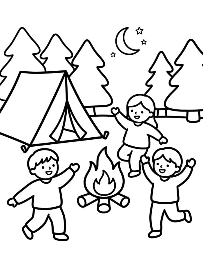 Camping med dans fargelegging