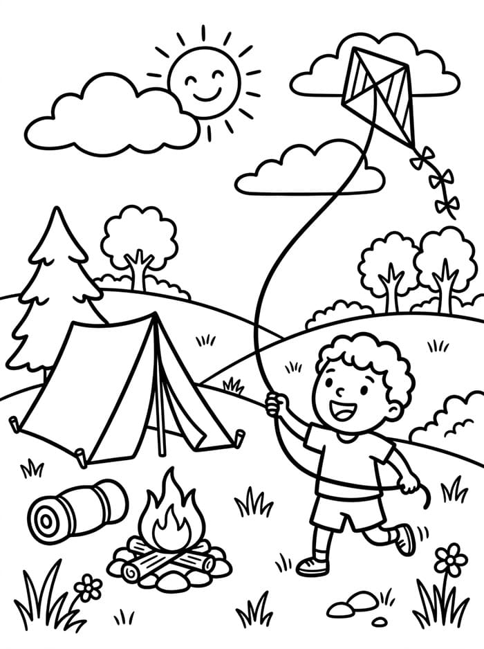 Camping med drage fargelegging