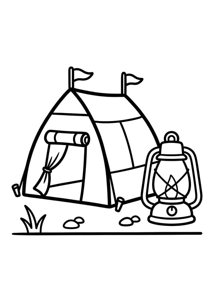 Camping med lykt fargelegging