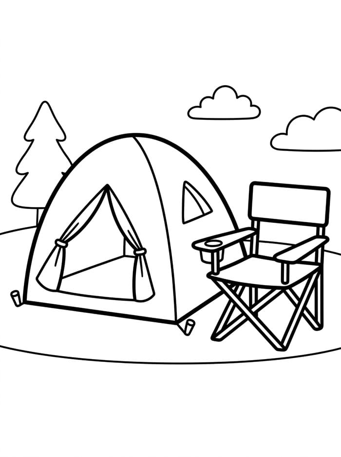 Camping med stol fargelegging