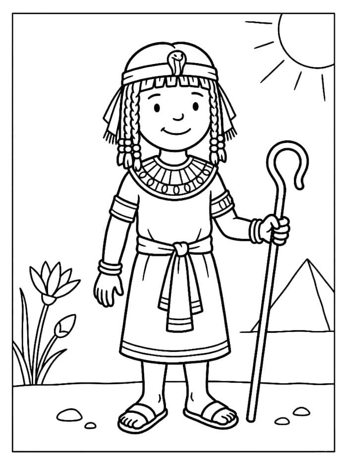 Egyptisk barnekostyme fargelegging