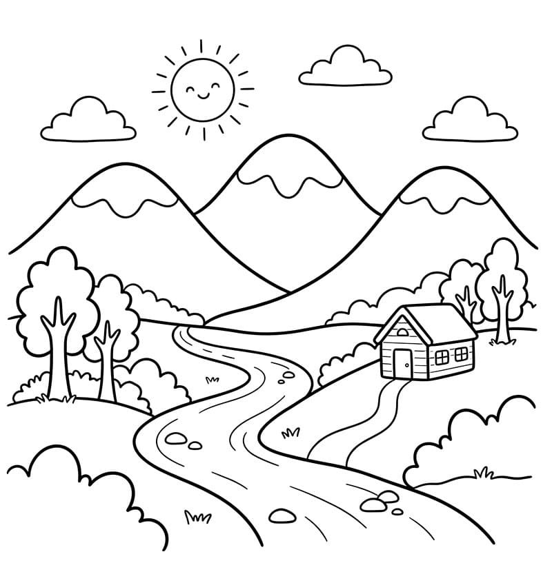Fjelldallandskap fargelegging