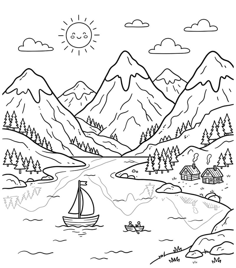Fjordlandskap fargelegging
