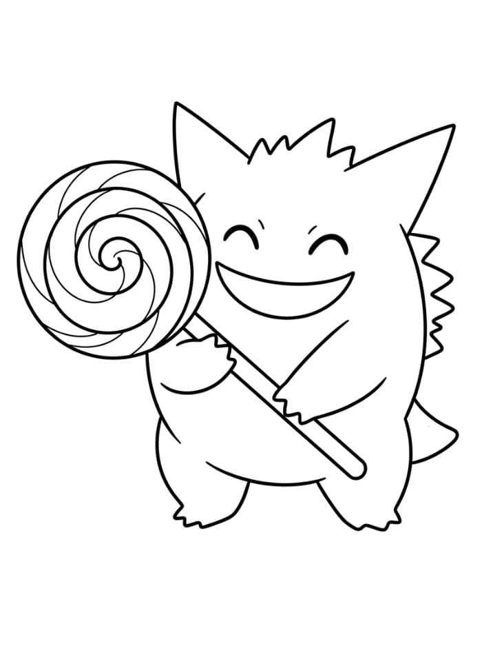 Gengar holder gigantisk godteri fargelegging