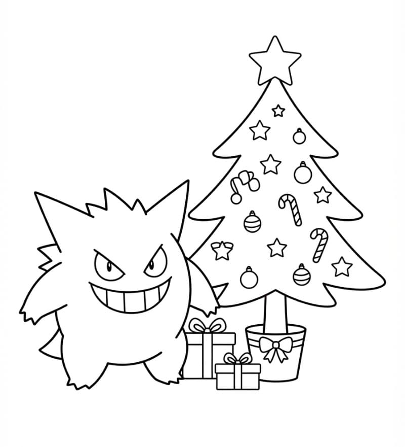 Gengar og juletre fargelegging