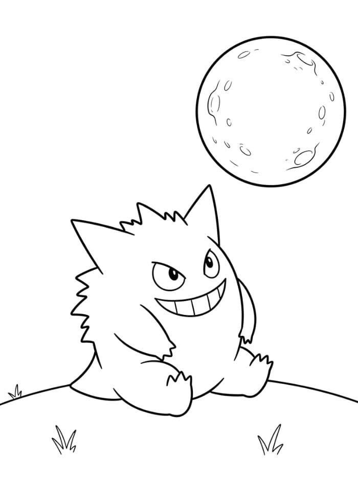 Gengar og månen fargelegging