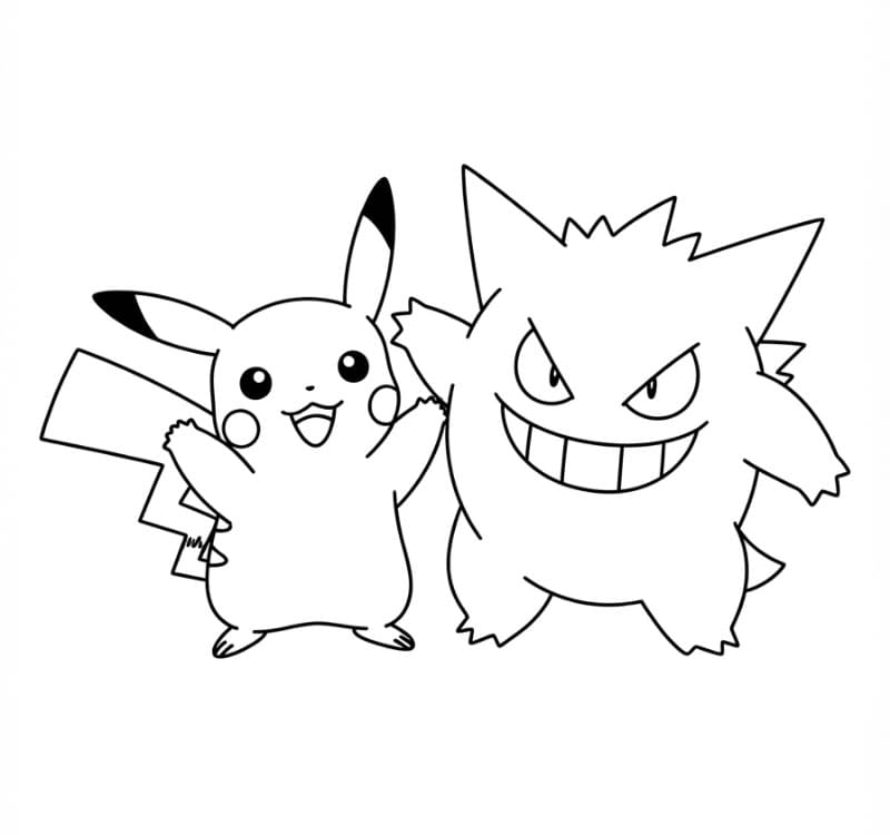 Gengar og Pikachu fargelegging