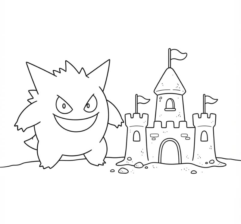 Gengar og sandslott fargelegging