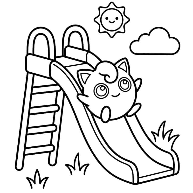 Jigglypuff leker på sklien fargelegging