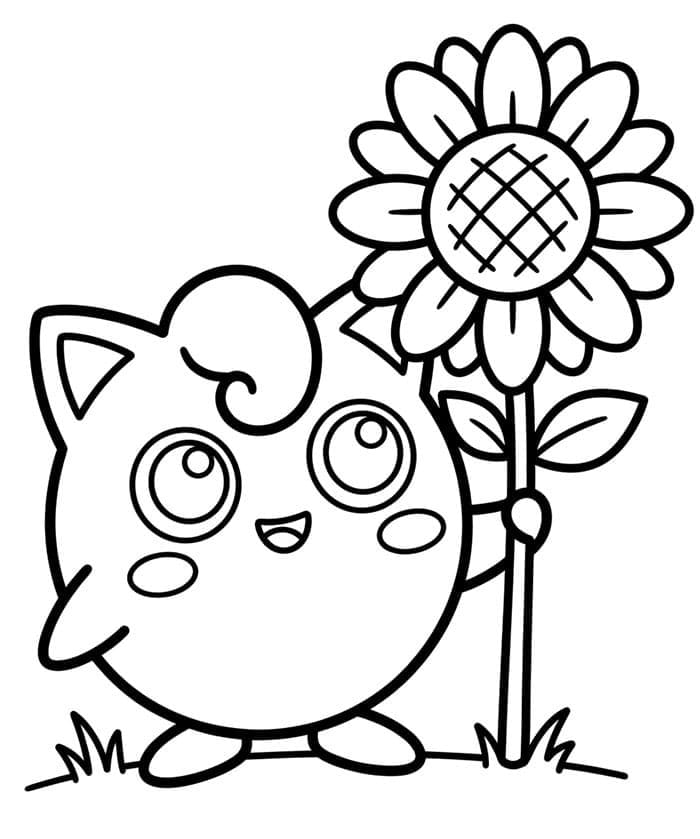 Jigglypuff med en solsikke fargelegging