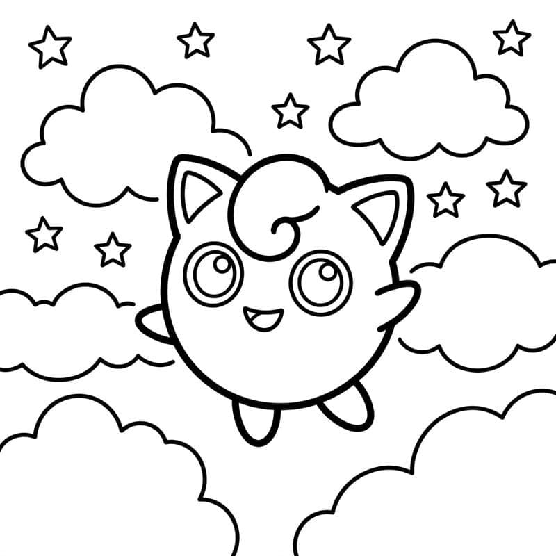 Jigglypuff på et stort blad fargelegging