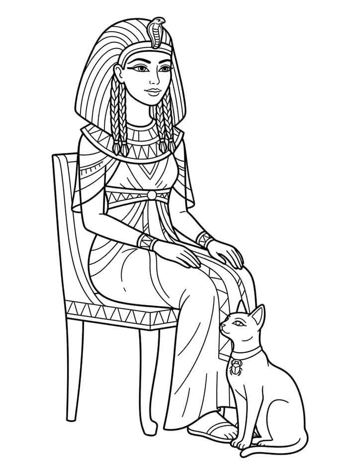 Kleopatra med egyptisk katt fargelegging