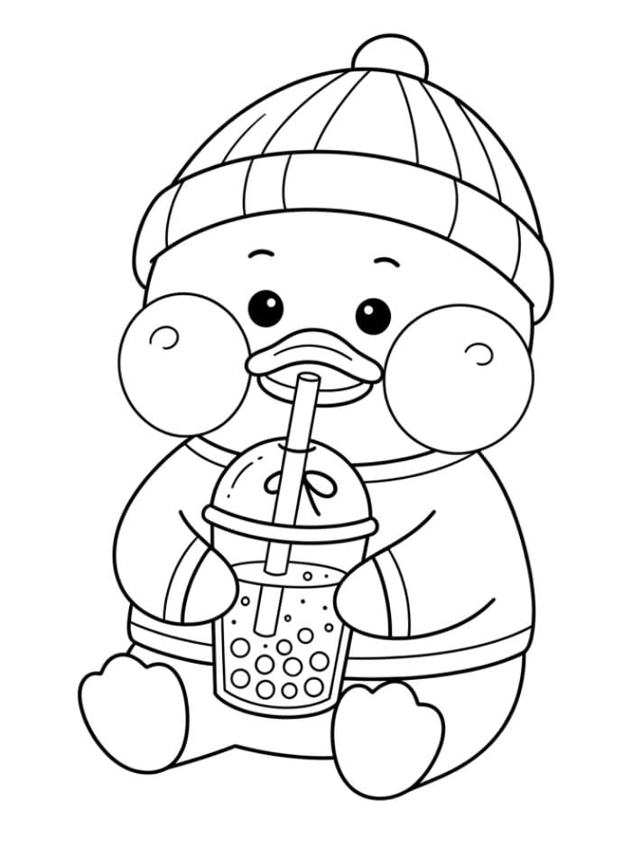 Lalafanfan Duck drikker bubble tea fargelegging