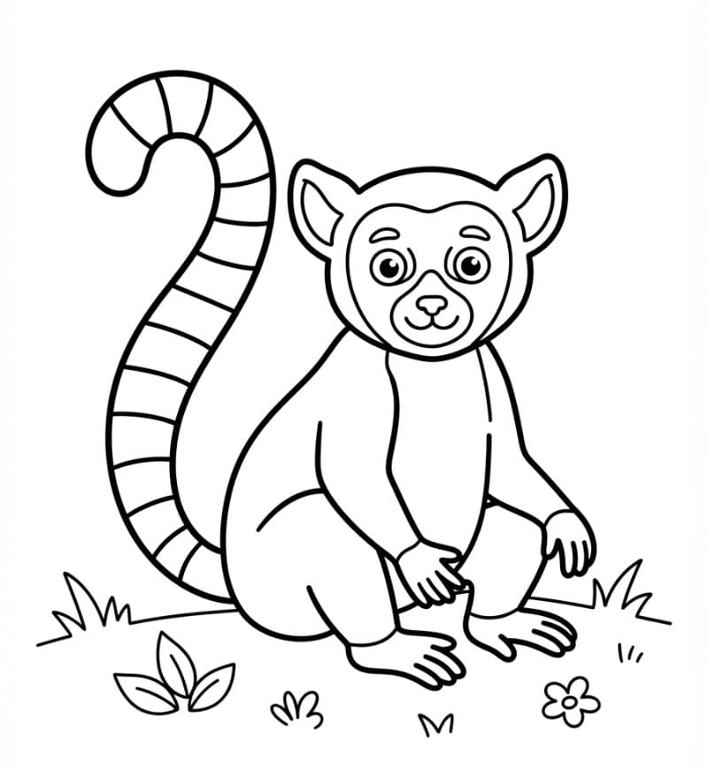Lemur med stor hale fargelegging