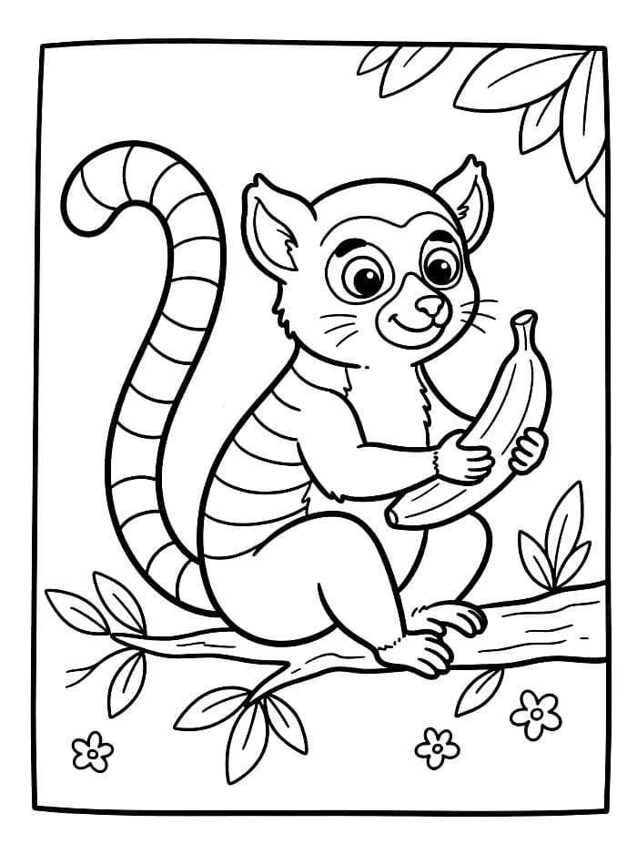 Lemur og banan fargelegging