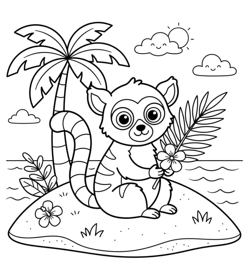 Lemur på øy fargelegging