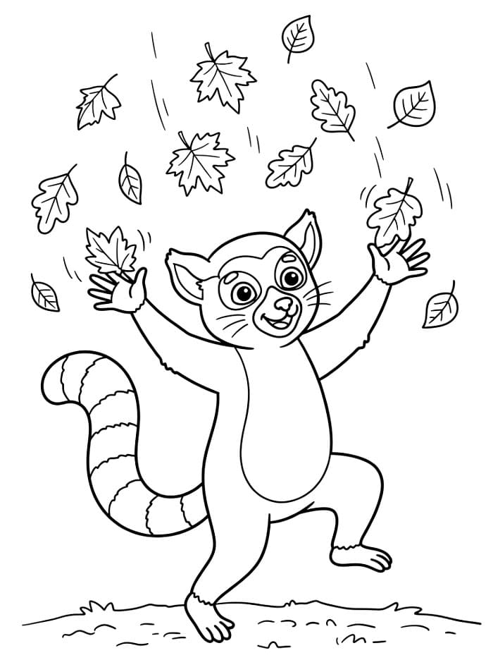 Lemur som fanger blader fargelegging