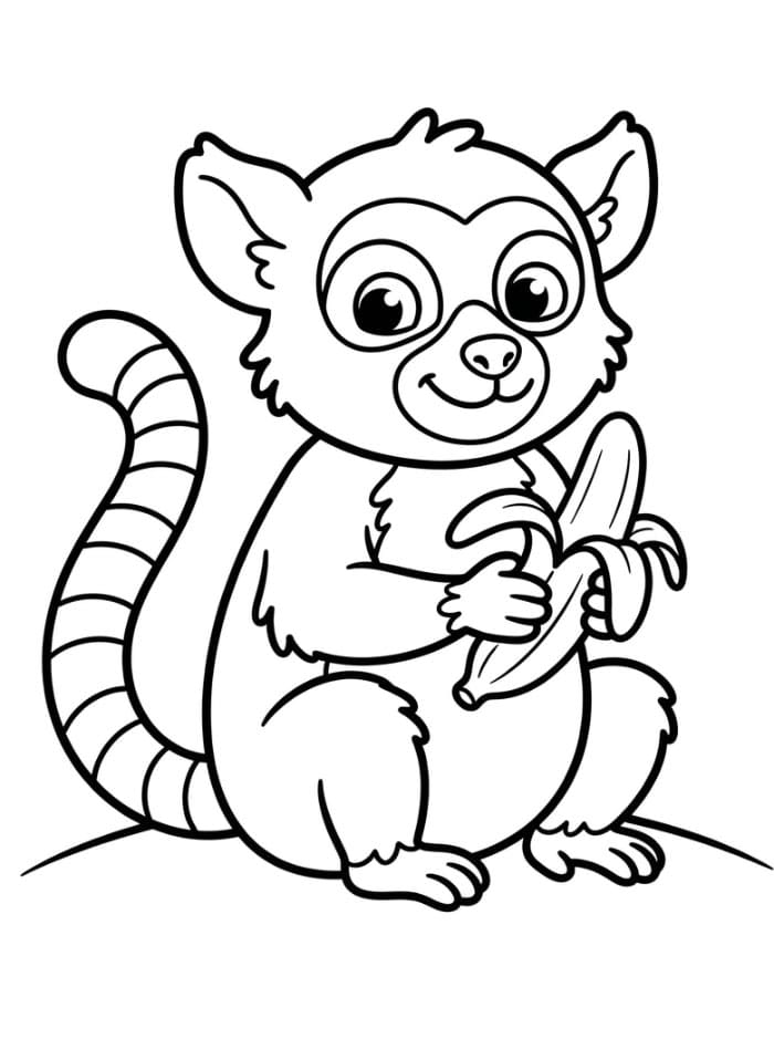 Lemur som holder banan fargelegging
