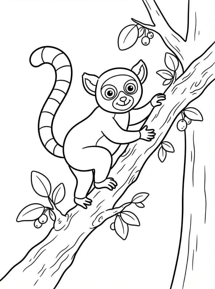 Lemur som klatrer fargelegging