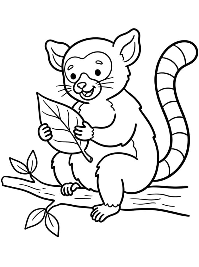 Lemur som leker med blad fargelegging